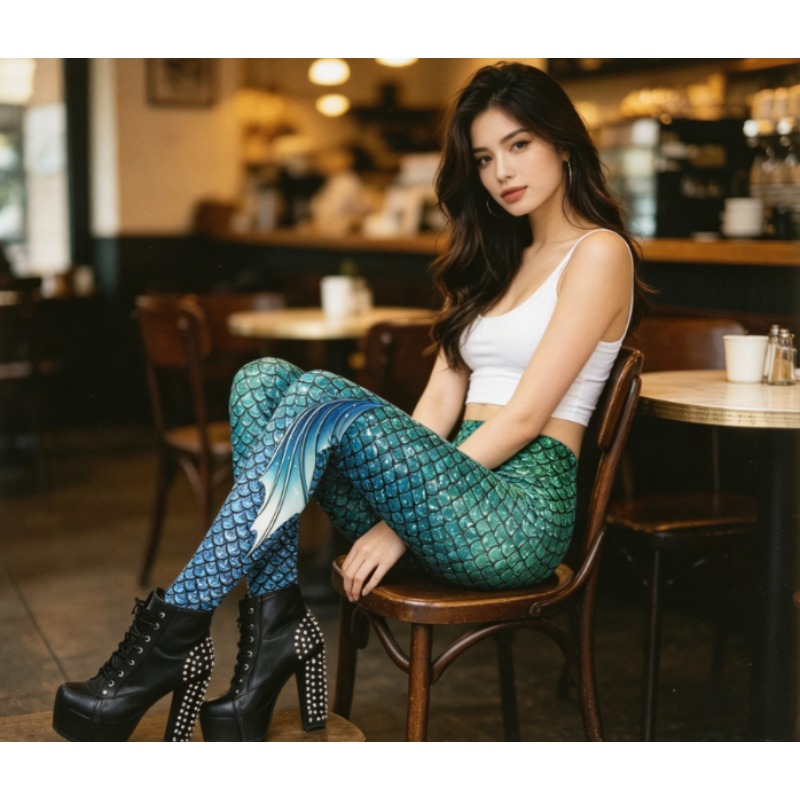 Mermaid Scale 3D Print Legging - Yoga Fitness Holiday review and price